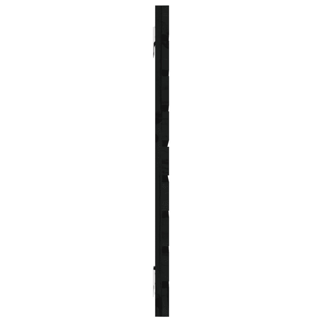 Testiera da Parete Nera 146x3x63 cm in Legno Massello di Pino