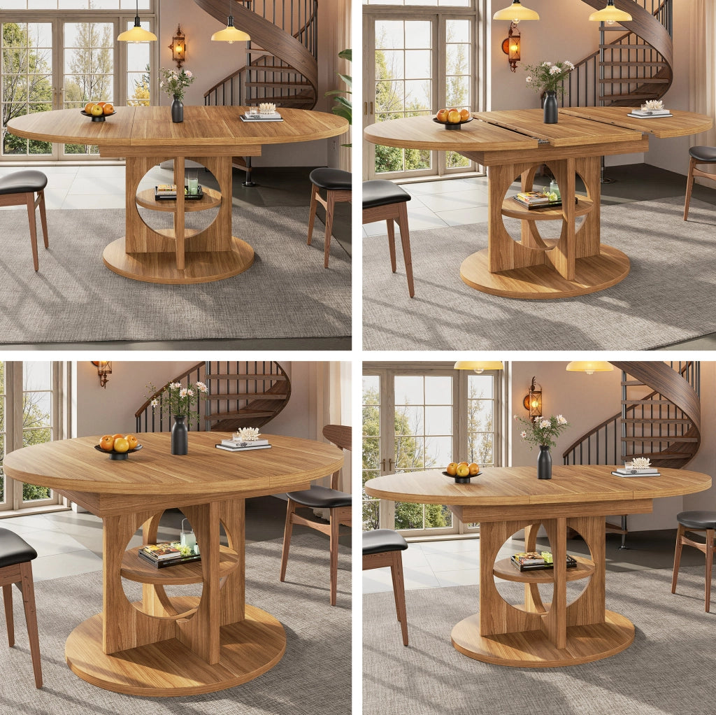 Tavolo da pranzo allungabile ovale 110-150 cm con ripiano