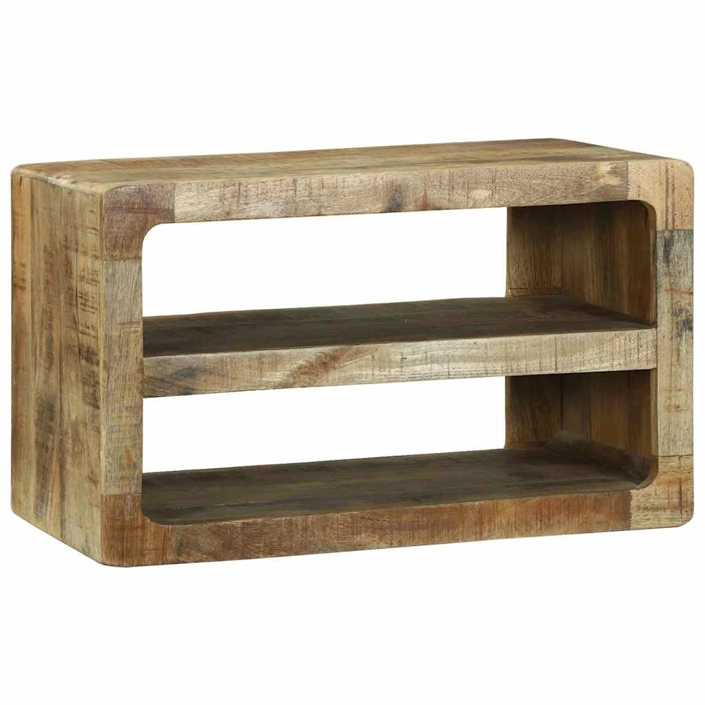 Mobile porta TV rettangolare moderno con 2 ripiani portaoggetti 60 x 32 x 36 cm in legno massello di mango marrone 02_0058075