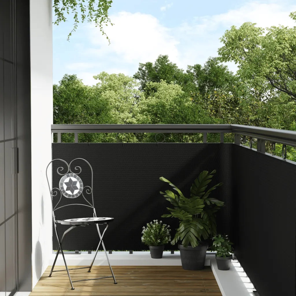 Paravento da Balcone Nero 300x90 cm in Polyrattan