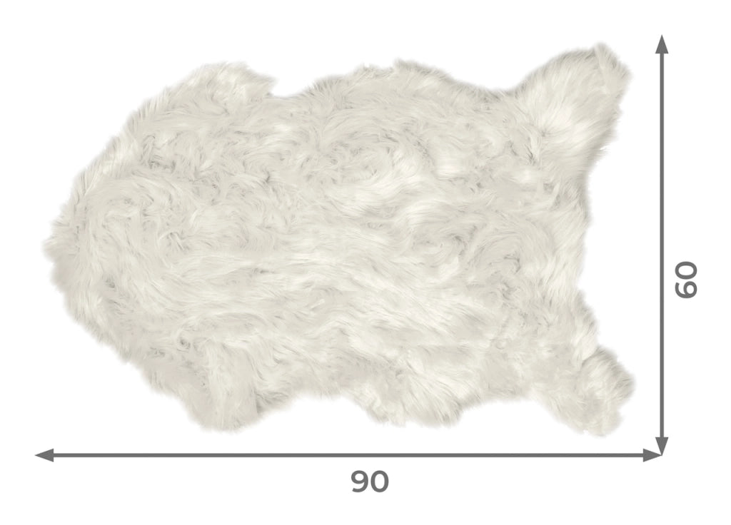 Tappeto Peloso In Pelliccia Ecologica Sagomato Modello Stoccolma Varie Misure - 60x90cm - Avorio