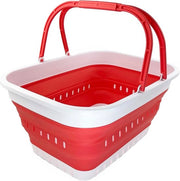 Scatola per la spazzatura in plastica pieghevole da 26L con maniglione - contenitore pieghevole pop-up con maniglione (bianco/rosa corallo)