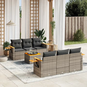 Set Divani da Giardino 7 pz con Cuscini Grigio in Polyrattan 3226634