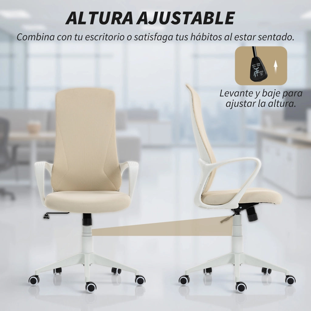 Sedia da Ufficio Girevole con Altezza Regolabile e Braccioli ¨C Zephmum ¨C 62x56x110-119.5cm Beige