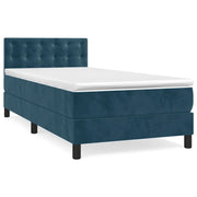 Letto singolo | Letto per adulti | Giroletto a Molle con Materasso Blu Scuro 90x200 cm in Velluto