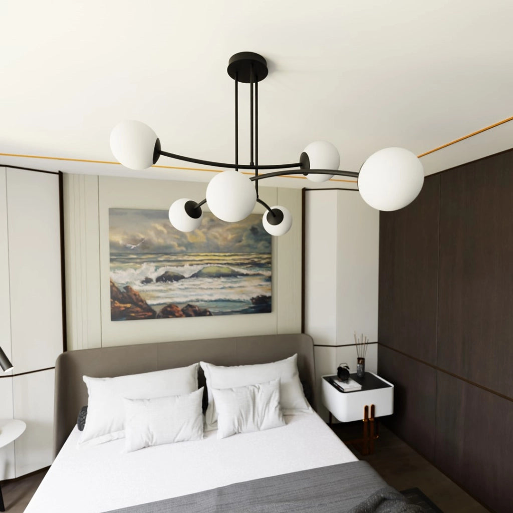 Emibig lampadario HALDOR nero/bianco 6xE14 metallo vetro