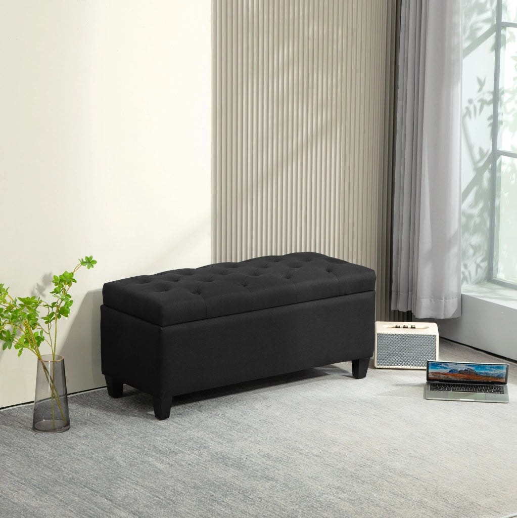 Panca contenitore imbottita nera 100 x 40 x 44 cm