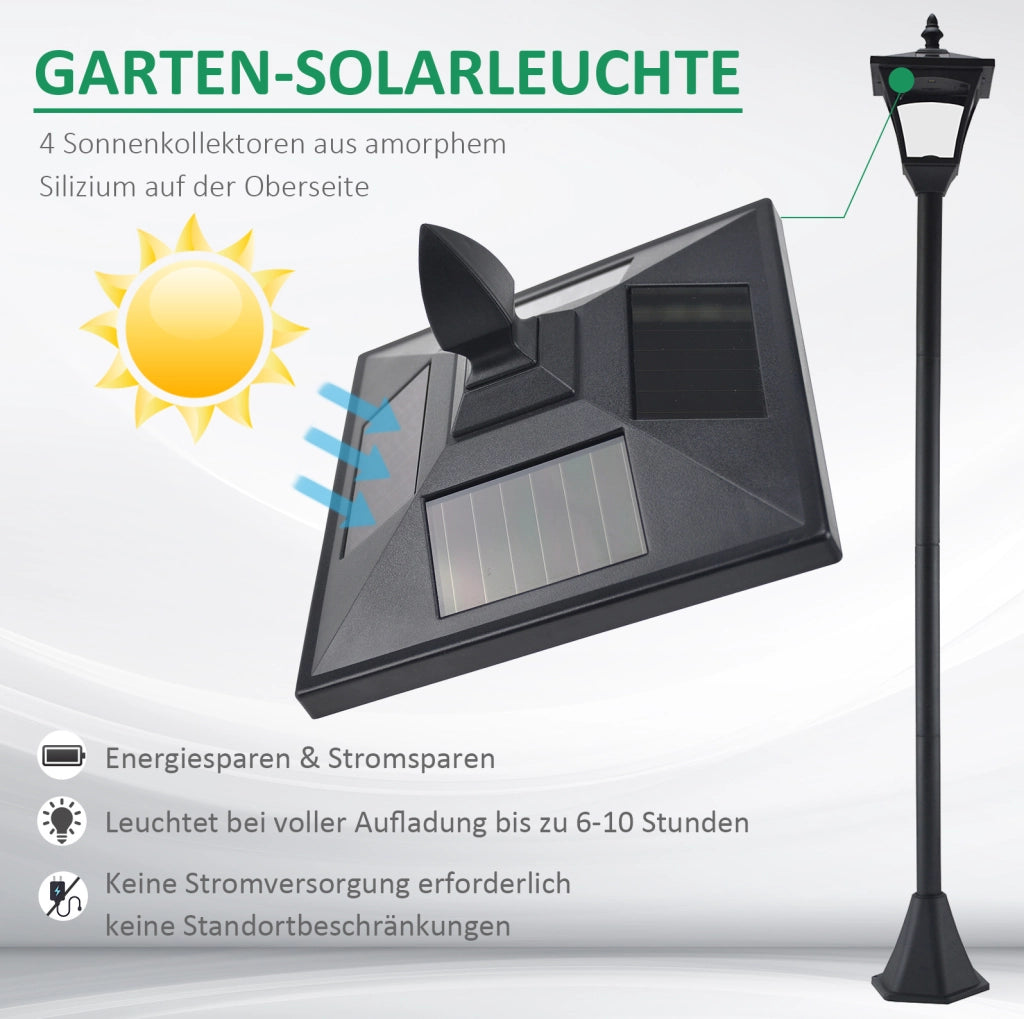 Lanterna solare da giardino a LED nera con picchetto, 29 lumen, 120 cm