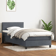 Giroletto a Molle con Materasso Grigio Scuro 80x210 cm Velluto