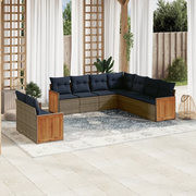 Set Divani da Giardino 9 pz con Cuscini Grigio in Polyrattan 3227783