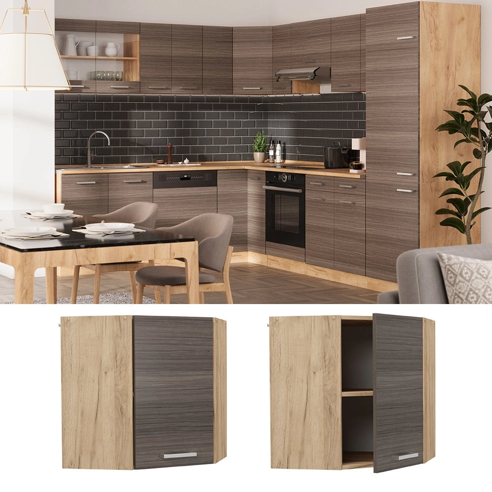 Mobile angolare da cucina R-Line Grigio nobile/Rovere dorato 57 cm Vicco