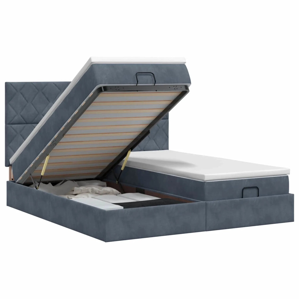 Letto ottomano con materasso 2 pz Grigio Scuro Velluto 3457939