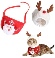 Set di berretti per animali domestici da 2 pezzi - Bandana calda per animali domestici - Sciarpa festiva per animali domestici - Piuma morbida - Comfortevole e calda - Abbigliamento per animali domestici