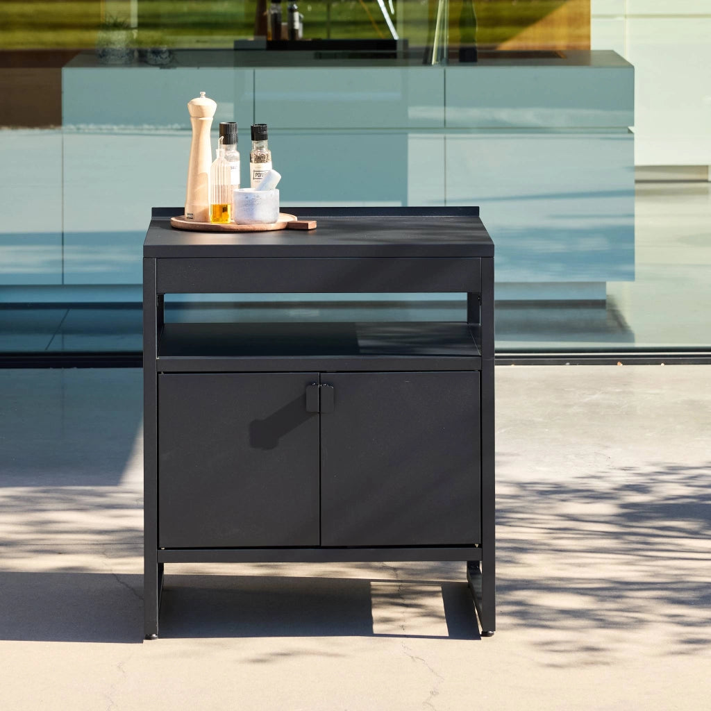 Cucina esterna in acciaio con 2 ante, 80cm, nero