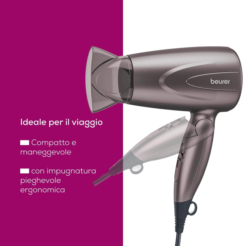 Beurer HC 17 Asciugacapelli Compatto Pieghevole 1300W Nero