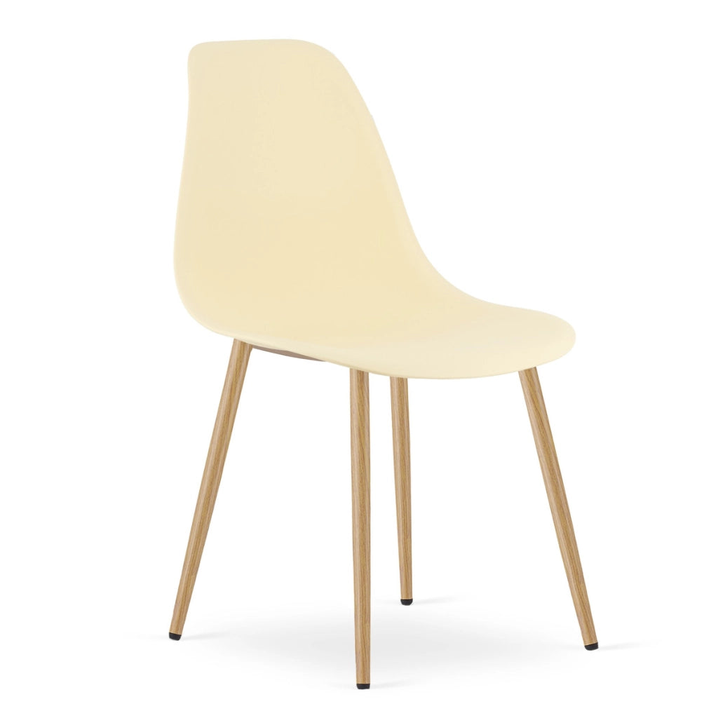 Sedia moderna WAT crema con gambe effetto legno naturale