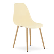 Sedia moderna WAT crema con gambe effetto legno naturale