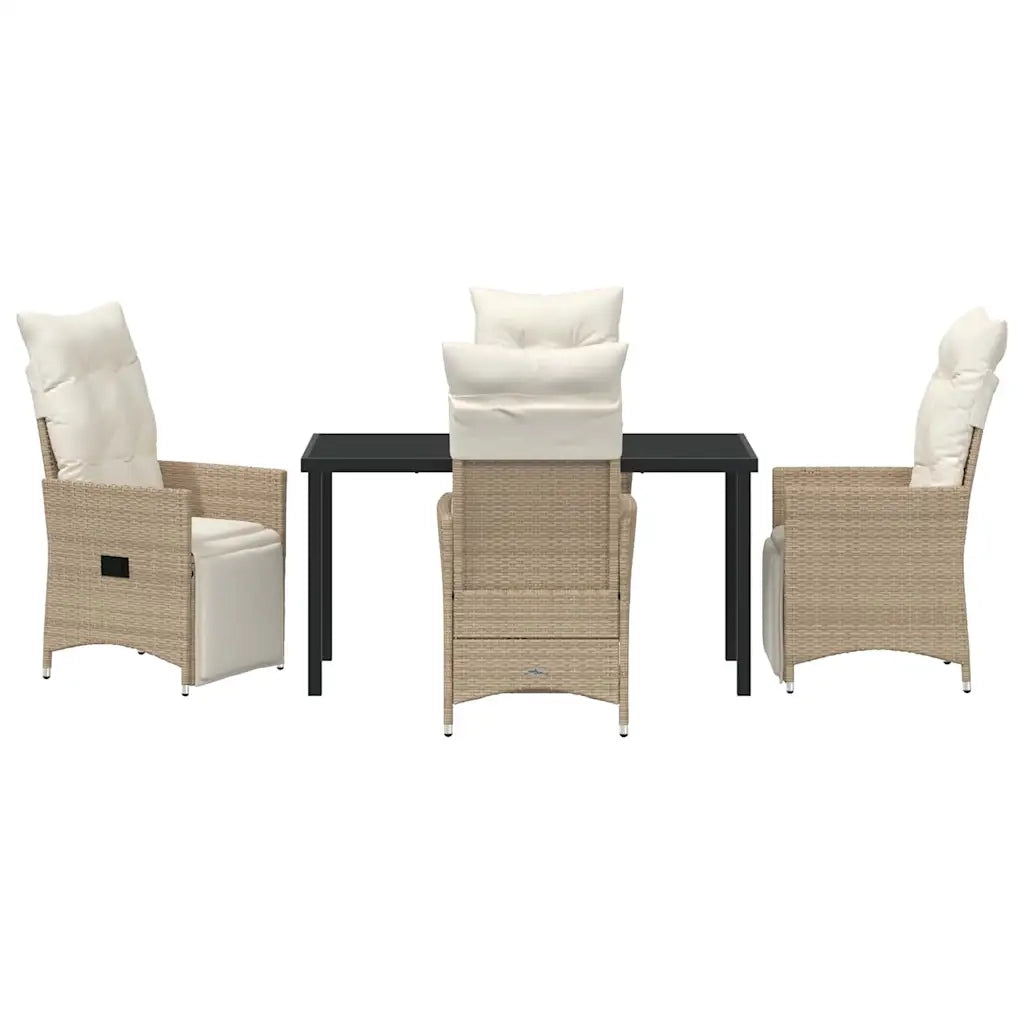Set da Pranzo per Giardino con cuscino 5 pcs Beige polyrattan