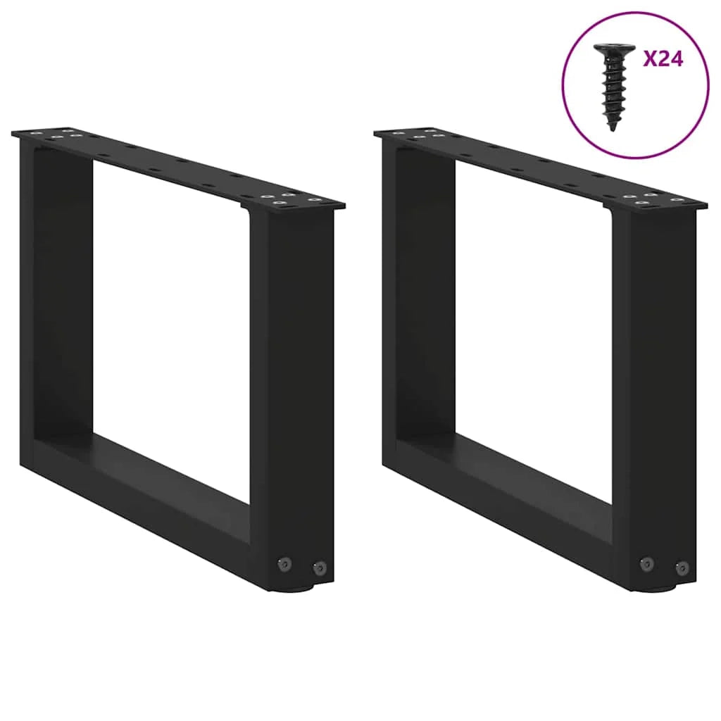 Set di 2 gambe regolabili per tavolino da caffè a forma di U 50 x 30 cm uso moderno acciaio nero 02_0057376