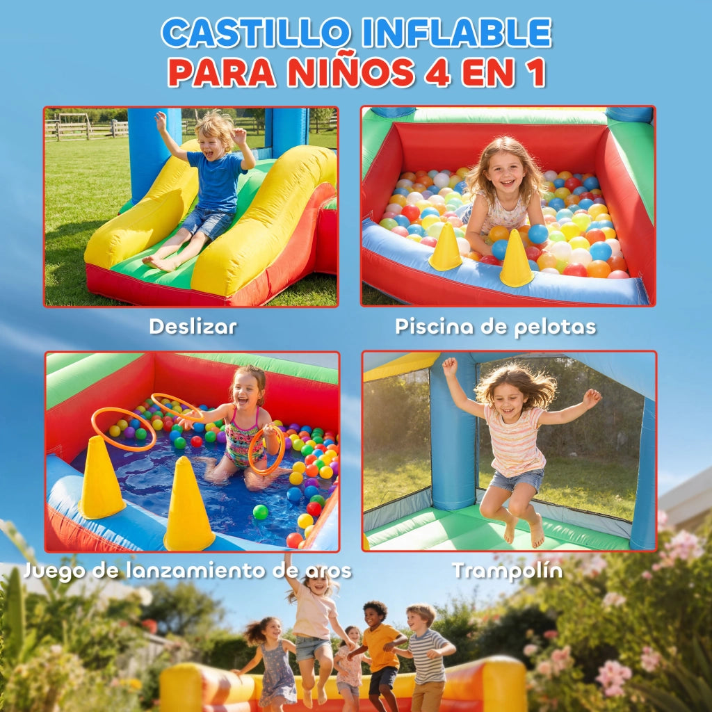 Castello gonfiabile per bambini con scivolo e piscina di palline ¨C Zephmum ¨C 160x200x120 cm