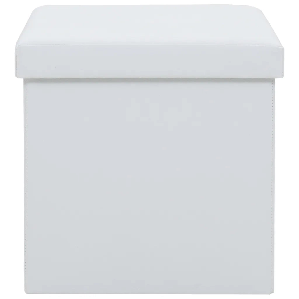 Sgabello Pieghevole con Contenitore Bianco in Similpelle 247082