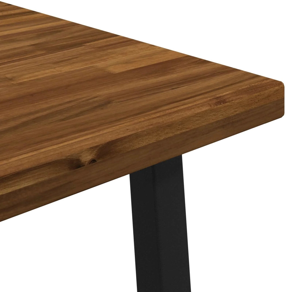 70 x 70 x 75 cm Legno di Acacia Massello Naturale e Nero 937588