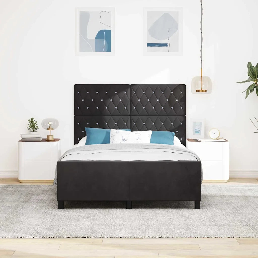Letto a molle con testiera Nero 160 x 200 cm Velluto 3344887