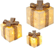 Set di 3 lampioni decorativi LED con timer - Versione dorata
