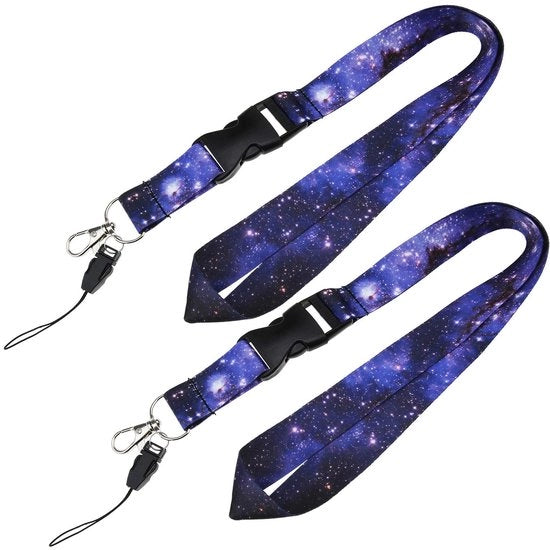 Laccio per chiavi ripiegabile - 2 pezzi - 51,5x2,5cm - Clip metallica - Materiale poliestere morbido