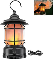 Lampada da tenda - Lampada da camping riconfigurabile - Striscia LED con gancio - Design a fiamma - Lampada da tavolo decorativa - Stile retrò - Lampada da camping portatile - Lampada da mano - Adatto per uso interno ed esterno - Nero