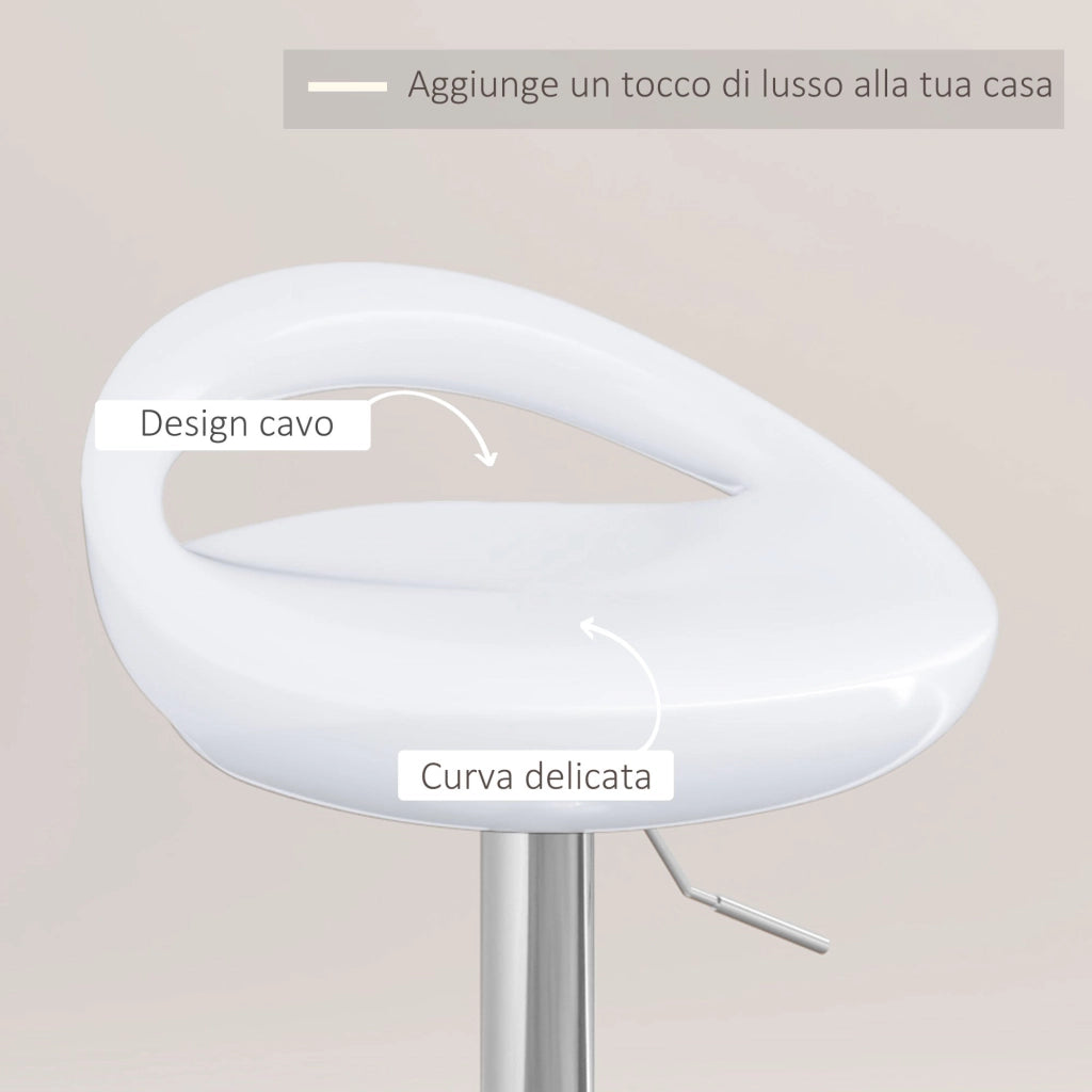 Set 2 Sgabelli da Bar Altezza Regolabile Seduta in ABS Bianco