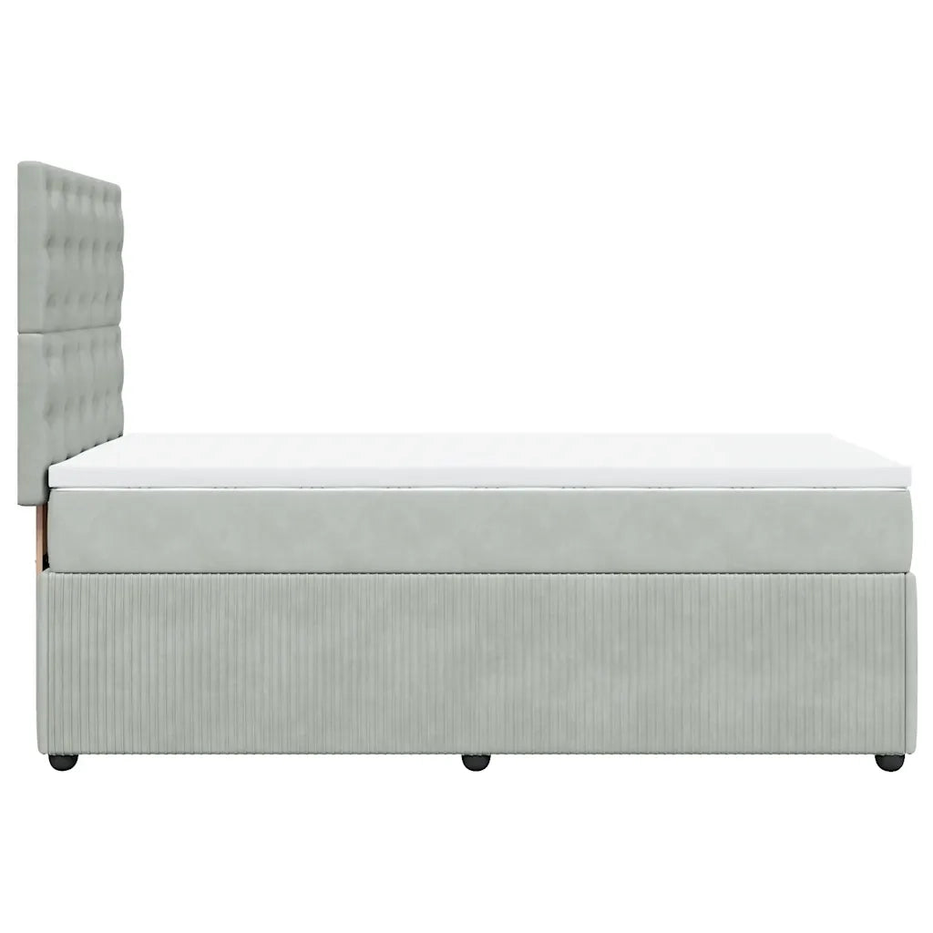 Giroletto a Molle con Materasso Grigio Chiaro 80x200 cm Velluto