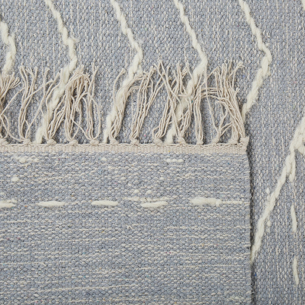 Tappeto in cotone bianco sporco grigio chiaro 80 x 150 cm motivo geometrico nappe tribale orientale moderno