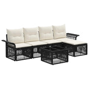 Set Divano da Giardino 6 pcs Nero polyrattan