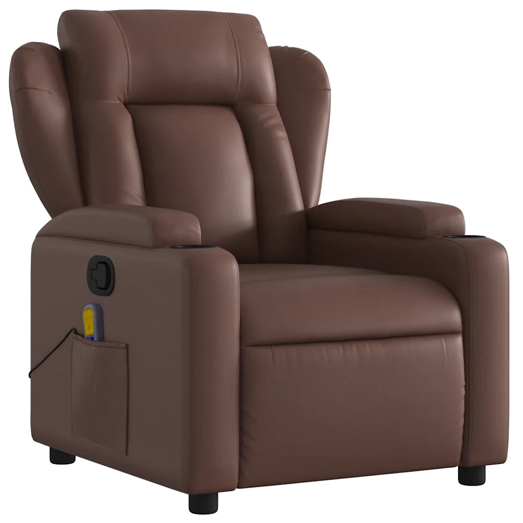 Poltrona Massaggiante | Sedia Relax Reclinabile marrone in Similpelle