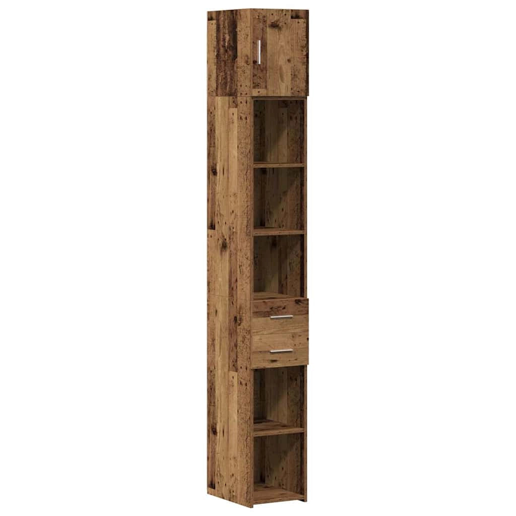 Mobiletto verticale moderno 30 x 42,5 x 225 cm ampio spazio di archiviazione linee pulite stile legno anticato 02_0056005