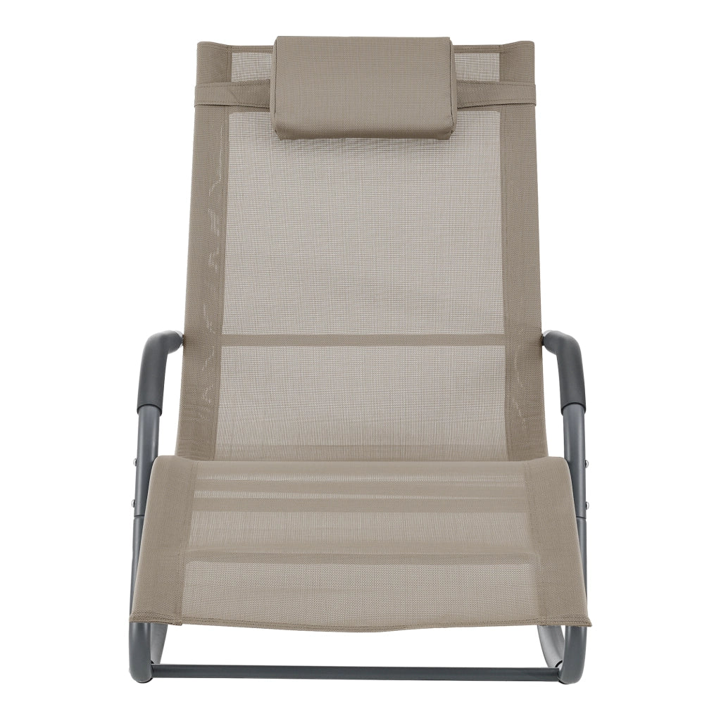Set Caracena di 2 Sedie Sdraio a Dondolo da Giardino 147 x 63 x 89 cm - Beige [en.casa]