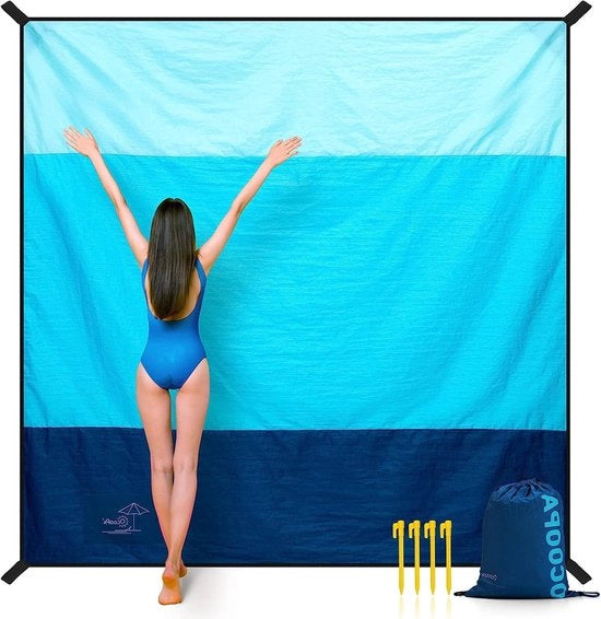 Striscia da spiaggia 210 x 200 cm - Ombrellone da picnic impermeabile - Leggero e duraturo - Leggero e trasportabile con tasca di stoccaggio - Ideale per viaggi, campeggio e vacanze in spiaggia