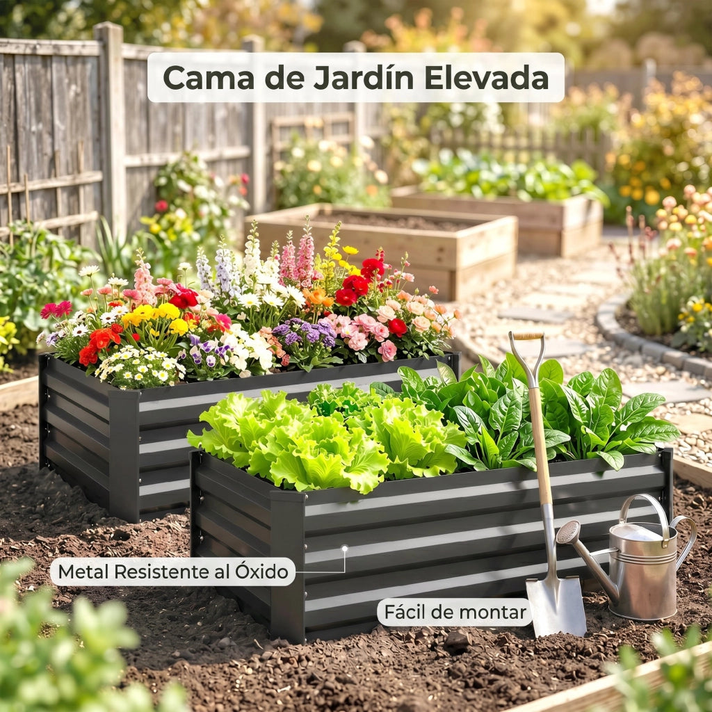 Set 2 Fioriere in Acciaio per Esterno ¨C zephmum ¨C Grigio Scuro 100x60x30 cm
