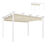 Pergola da Giardino con Tetto Rettrattile ¨C Zephmum ¨C Beige 390x297x227cm