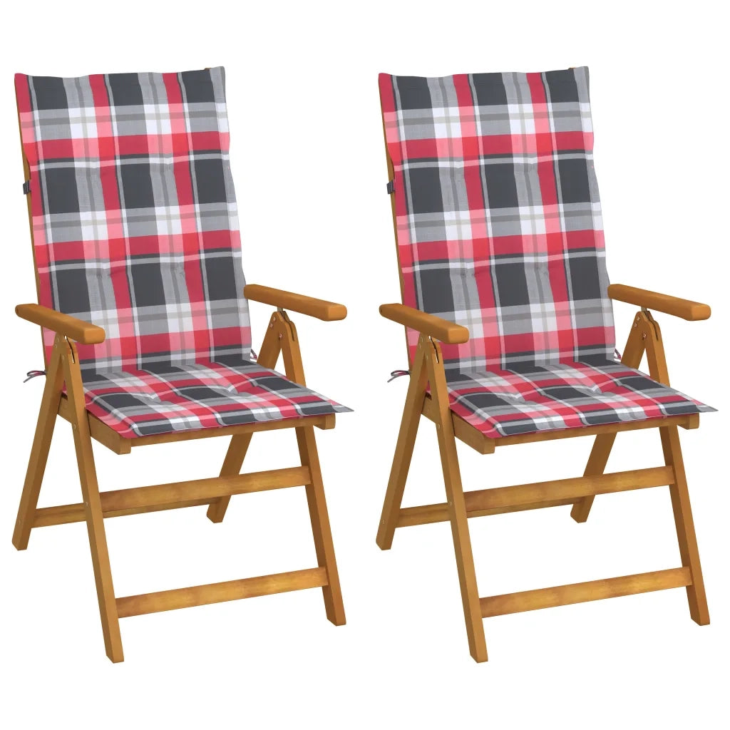 Sedie da Giardino Reclinabili 2 pz con Cuscini Massello Acacia cod mxl 23999