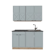 Cucina completa Fame-Line Blu-grigio chiaro/Rovere dorato 140 cm, PL Antracite Vicco