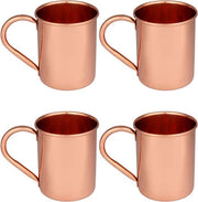 Set di bicchieri in rame – confezione da 4 – bicchiere 100% manuale, sicuro per l'alimentazione, in rame massello con maniglia a tubo – 400 ml bicchiere in vetro di rame di alta qualità