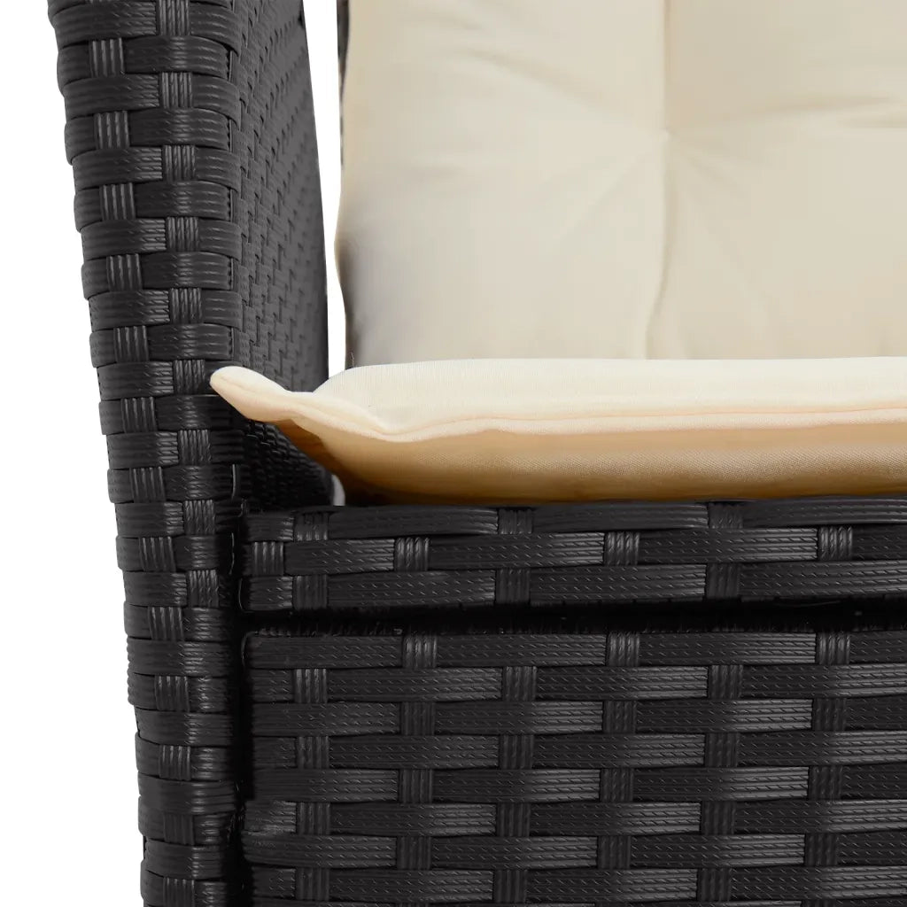 Set da Pranzo da Giardino 5 pz Nero con Cuscini in Polyrattan 3213158
