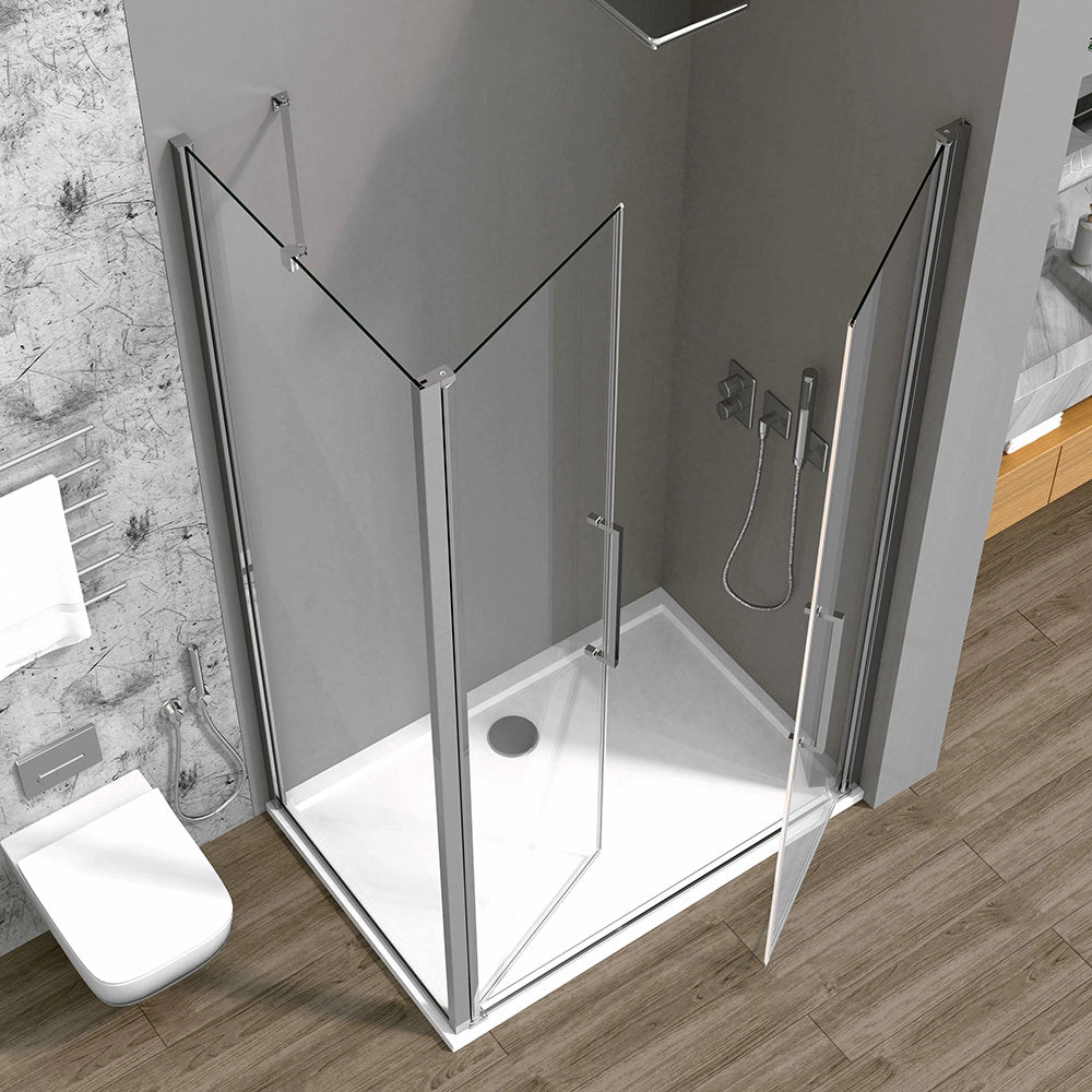 Braccio di supporto a snodo per parete doccia walk-in da 70-110cm in acciaio cromato