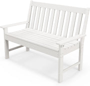GIANTEX Panca da giardino per 2 persone, panca da parco in plastica con schienale alto, panca da esterno, resistente alle intemperie, per giardino, patio, terrazza, 132 x 65 x 91 cm (bianco)