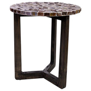 Tavolino in legno e capiz marrone d40x45h cm