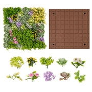 Set di 2 pannelli murali in fogliame artificiale 50 x 50 cm effetto 3D realistico per soggiorno ufficio balcone PE verde e marrone 20_0012171