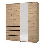 Armadio Camera da Letto Rifreddoo, Guardaroba Grande 4 Ripiani, 183x211h cm Marrone Rovere Nodi