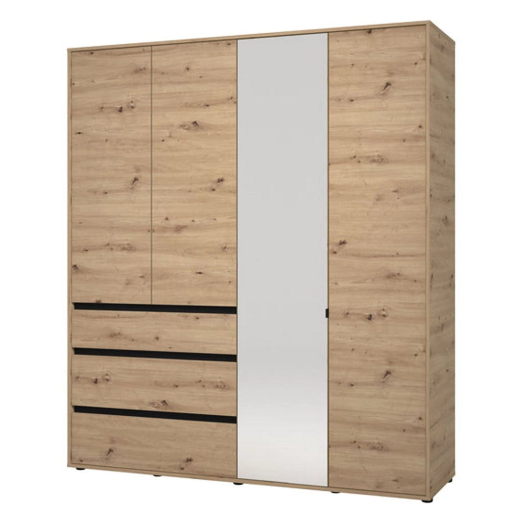 Armadio Camera da Letto Rifreddoo, Guardaroba Grande 4 Ripiani, 183x211h cm Marrone Rovere Nodi